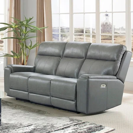 Leather Power Reclining Sofa with Power Headrests and USB Ports
